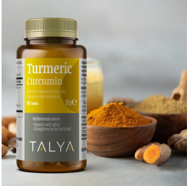 Etiqueta suplemento TALYA cúrcuma vegano sin gluten