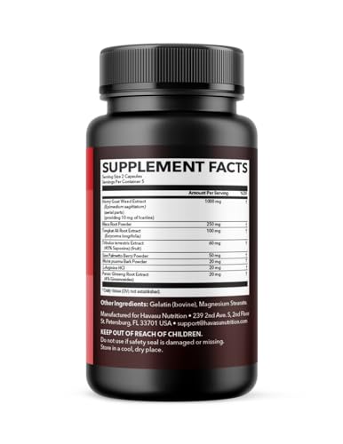 Etiqueta suplemento unisex Horny Goat Weed 10 cápsulas