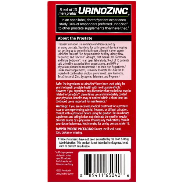 Etiqueta suplemento Urinozinc para salud prostática hombres