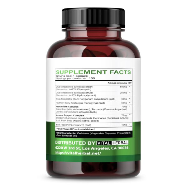 Etiqueta suplemento Vital Herbal con ingredientes naturales