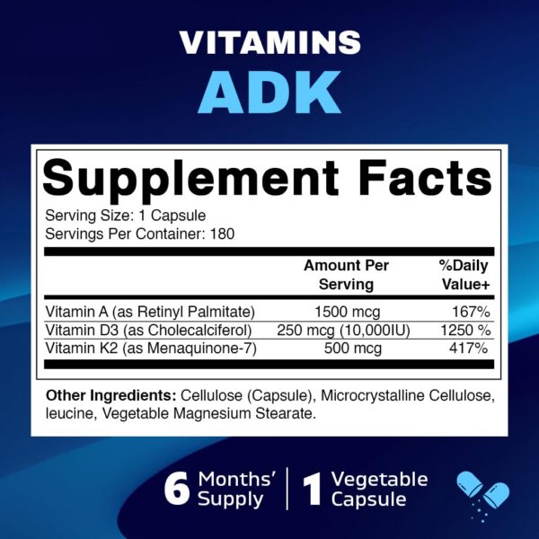Etiqueta suplemento Vitamatic ADK vitaminas para salud ósea
