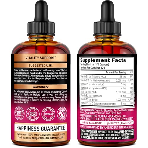 Etiqueta del suplemento vitamina B líquido orgánico