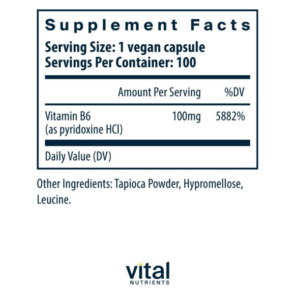 Etiqueta suplemento vitamina B6 Vital Nutrients