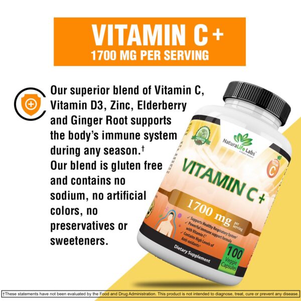 Etiqueta suplemento vitamina c con jengibre y saúco