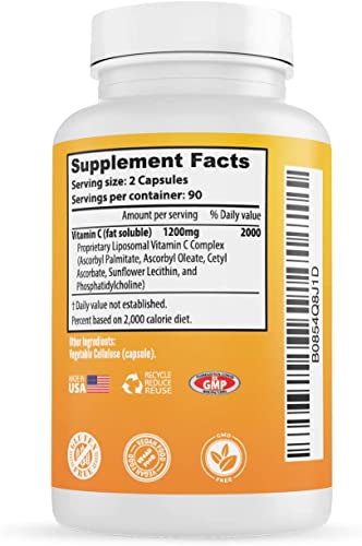 Etiqueta suplemento vitamina c liposomal Whole Nature 1200mg