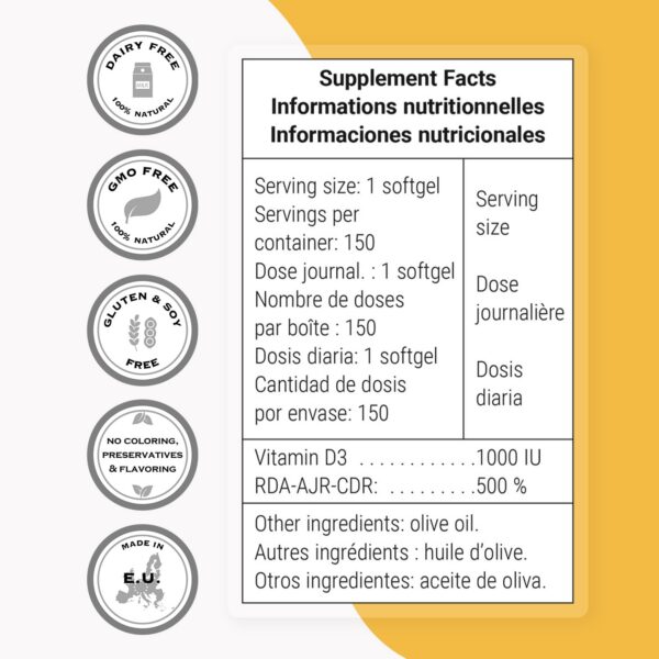 Version 1.0.0 Etiqueta del suplemento Vitamina D3 1000 UI Supersmart