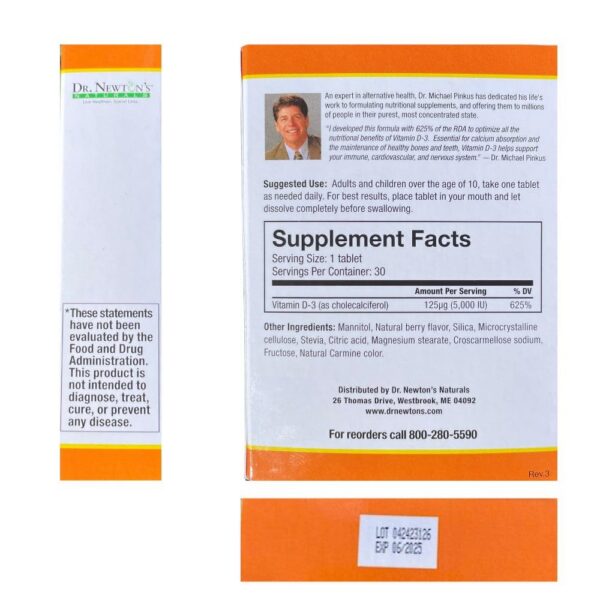 Etiqueta suplemento vitamina d3 dr newton's naturals