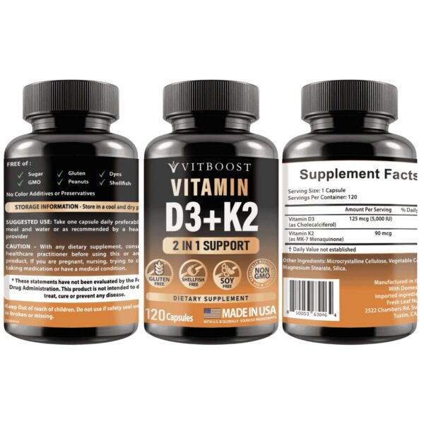 Version 1.0.0 Etiqueta suplemento vitamina D3 y K2 complejo VITBOOST