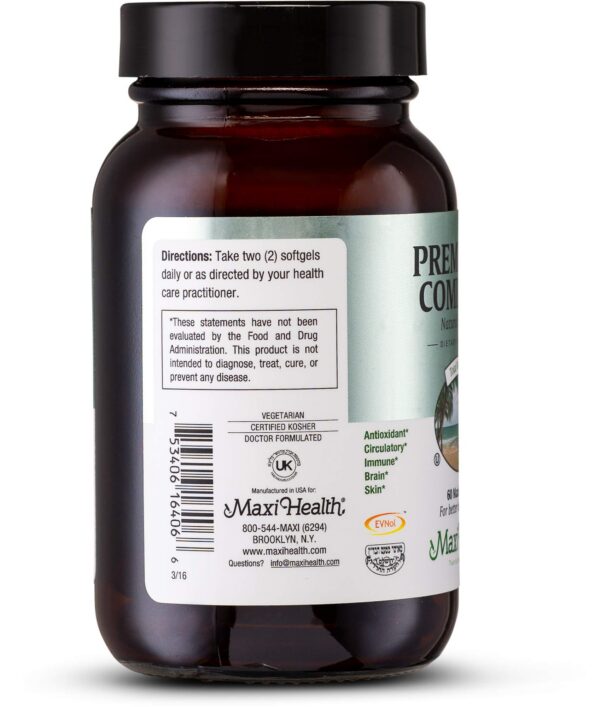 Etiqueta lateral suplemento vitamina e natural Maxi Health