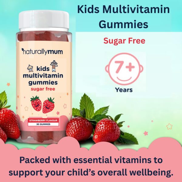 Etiqueta de suplemento vitamínico masticable NaturallyMum niños
