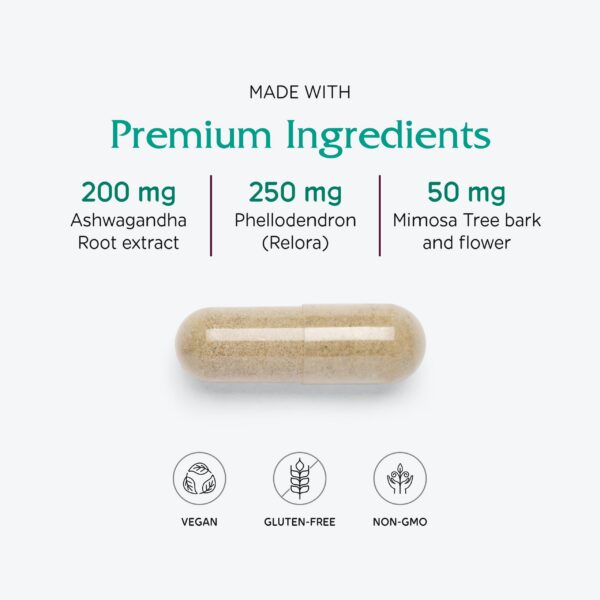 Etiqueta suplemento Vitanica Cortisol Relief alivio estrés sueño