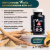 Etiqueta de suplemento natural VitaUp Ashwagandha KSM-66 60 cápsulas