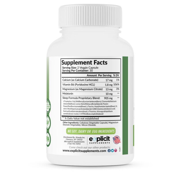 Etiqueta de suplemento zZz Night con melatonina y valeriana