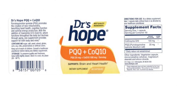 Version 1.0.0 Etiqueta suplementos Dr’s Hope PQQ y CoQ10