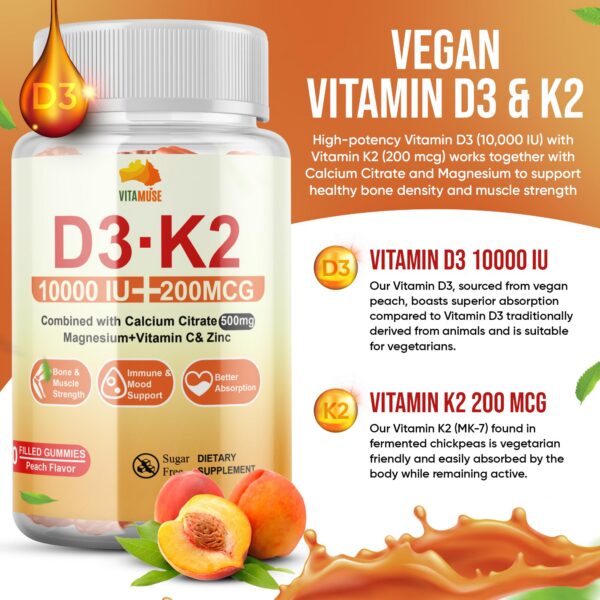 Etiqueta del suplemento D3+K2 en frasco