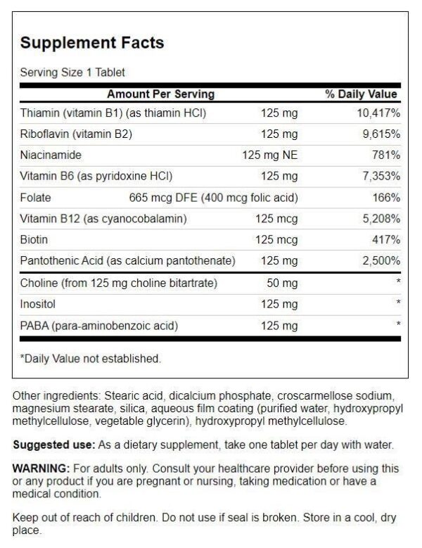 Version 1.0.0 Etiqueta Swanson Complejo Vitamina B-125