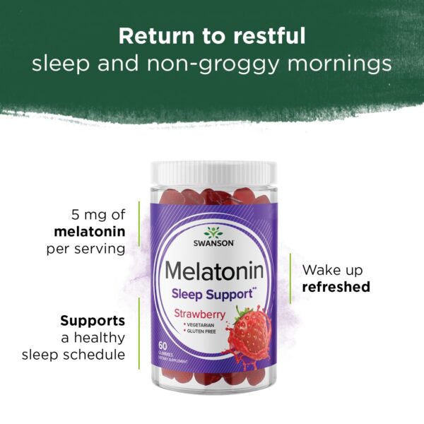 Etiqueta Swanson gomitas melatonina fresa 60 piezas