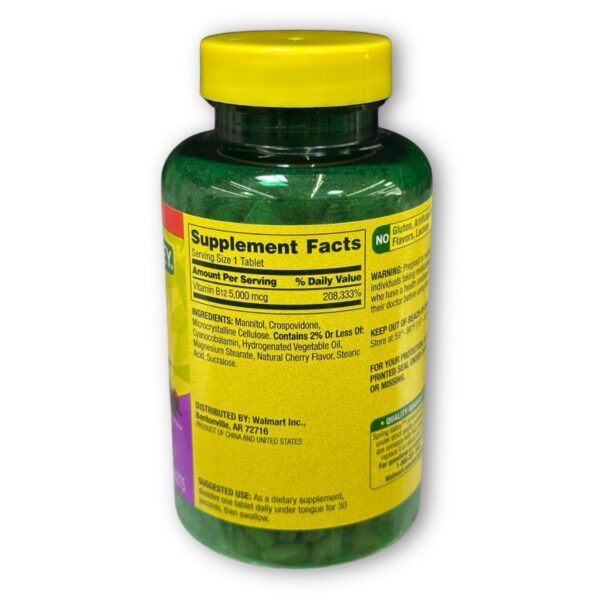 Etiqueta frontal de tabletas B12 sabor cereza