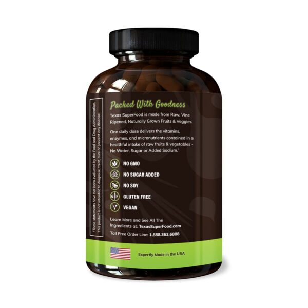 Etiqueta frontal de Texas SuperFood Cápsulas Originales saludables