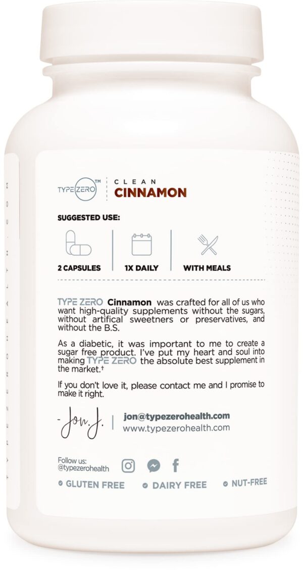 Etiqueta tipo Zero cápsulas canela orgánica sin alérgenos