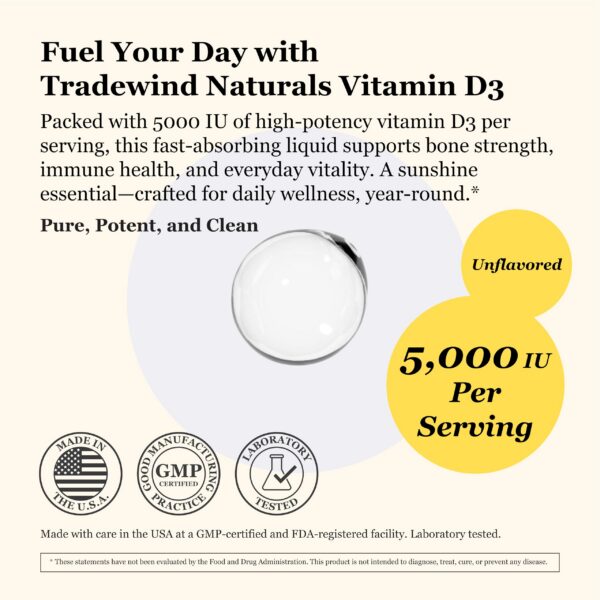 Etiqueta Tradewind Naturals D3 líquido 5000 UI