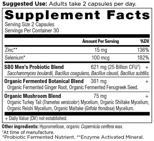 Etiqueta trasera Ancient Nutrition probióticos hombres