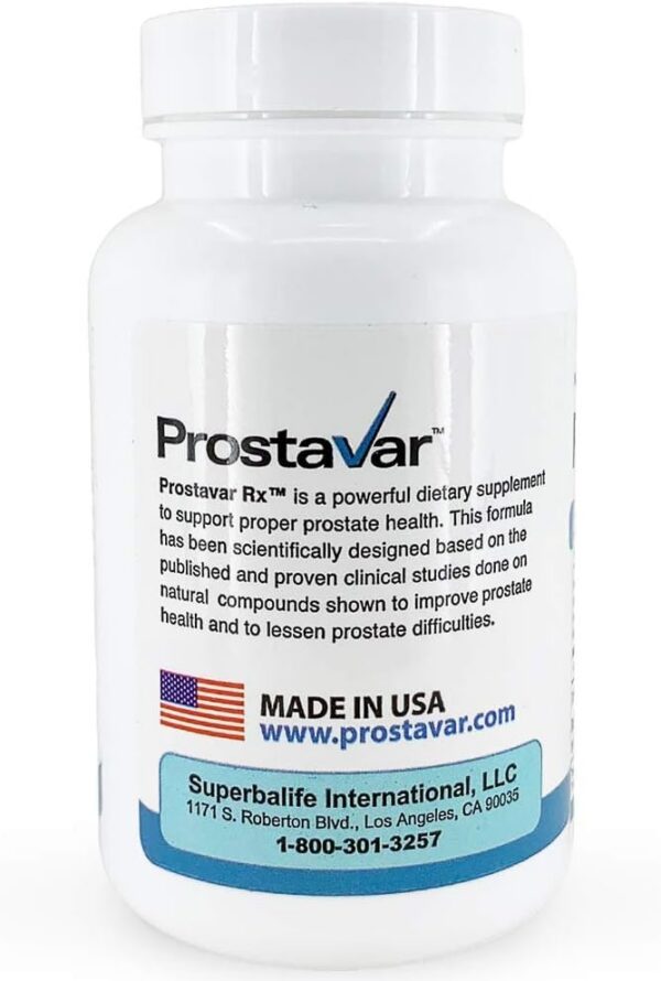 Etiqueta trasera y detalles suplemento Prostavar próstata