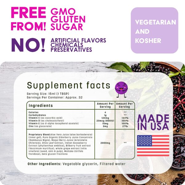 Etiqueta trasera GreenPeach jarabe multivitaminico infantil ingredientes