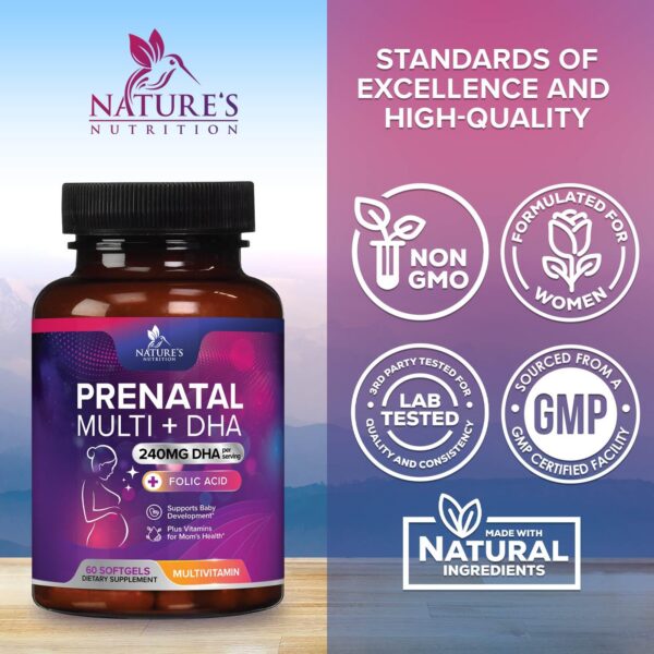 Etiqueta trasera multivitamínico prenatal Nature's Nutrition