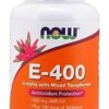 Etiqueta trasera suplemento vitamínico Now Foods vitamina E 400 UI