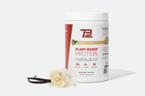 Etiqueta trasera polvo de proteína vegana TB12 Tom Brady