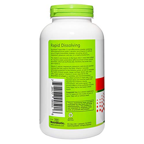 Etiqueta trasera polvo vitamina c nutribiotic con ingredientes