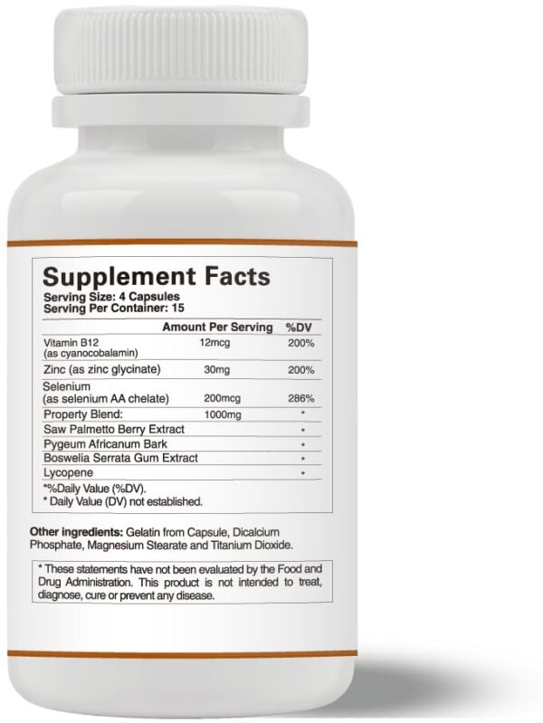 Etiqueta trasera Prost-Activ extracto Saw Palmetto