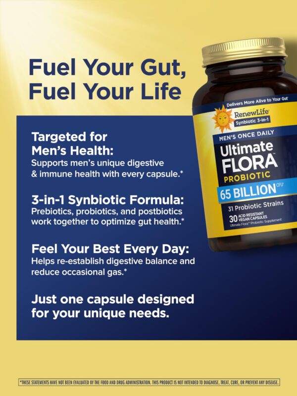 Etiqueta trasera con información de Renew Life Ultimate Flora probióticos 30 cápsulas