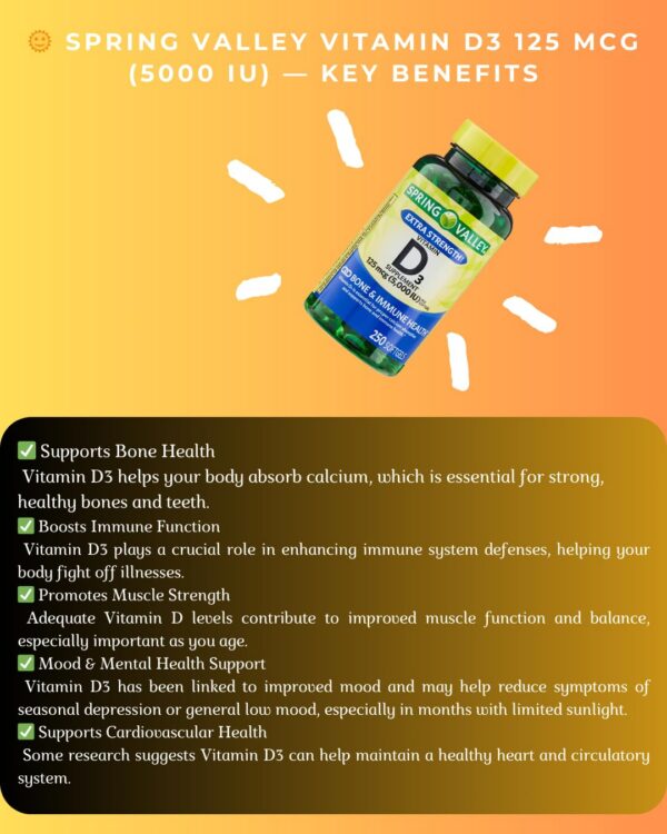 Etiqueta trasera vitamina D3 Spring Valley