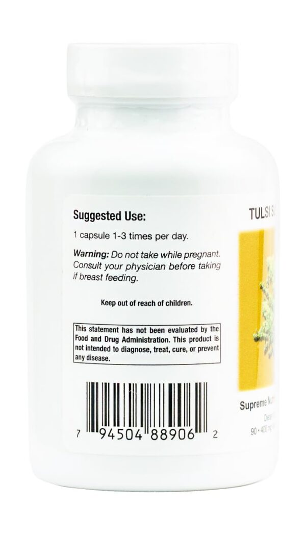 Etiqueta Tulsi Supreme suplemento antioxidante natural