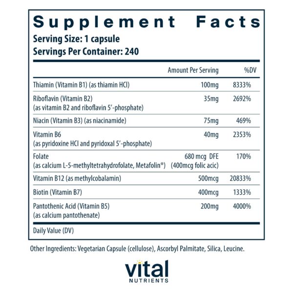 Etiqueta Vital Nutrients B-Complex