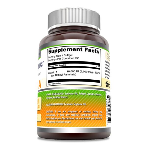 Etiqueta Vitamina A Amazing Formulas detalle ingredientes