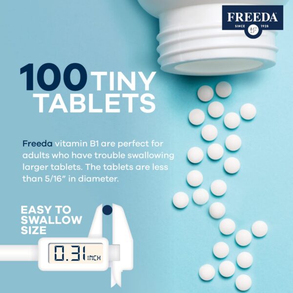Etiqueta frontal de vitamina B1 Freeda, 100 tabletas