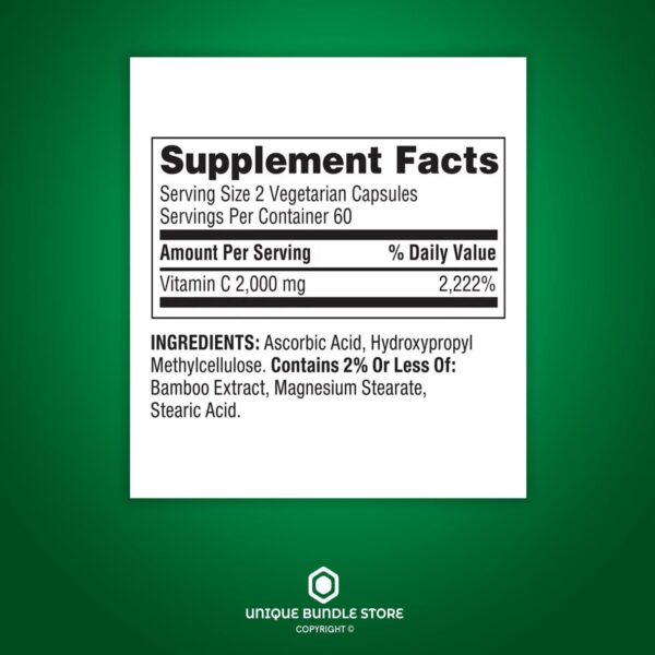 Etiqueta de ingredientes Vitamina C 2000 mg