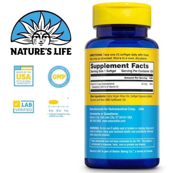 Etiqueta del producto Vitamina D3 2000 UI Nature's Life