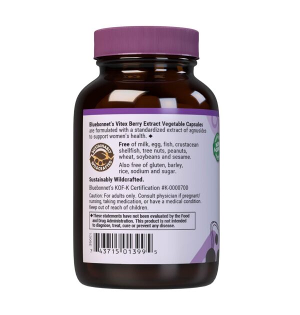 Etiqueta producto vitaminas Bluebonnet extracto baya Vitex