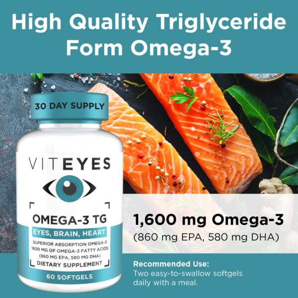 Etiqueta Viteyes Omega-3 TG con información nutricional y beneficios