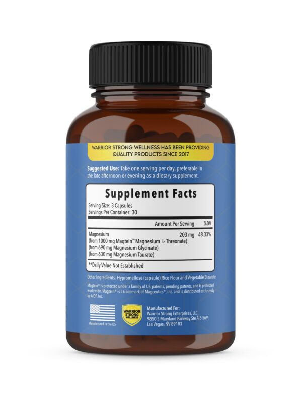 Etiqueta de Warrior Strong Wellness Magnesium Complex