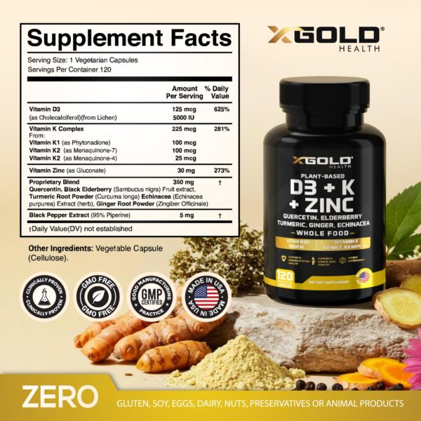 Etiqueta del producto X Gold Health 8 en 1