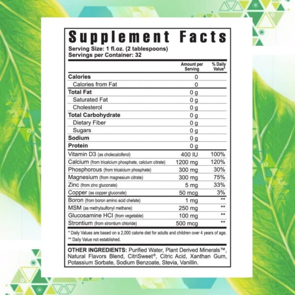 Etiqueta frontal de Youngevity Beyond Osteo-FX suplemento líquido