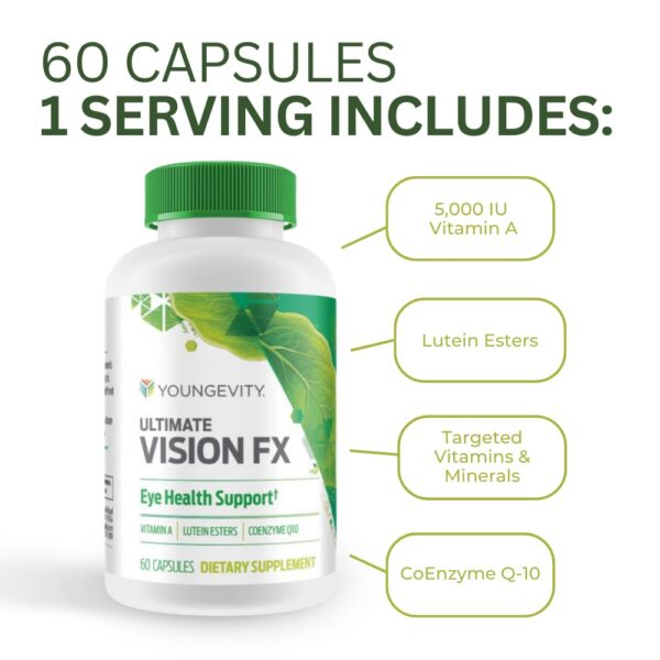 Etiqueta de Youngevity Vision FX con ingredientes beneficiosos