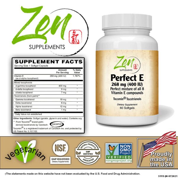 Version 1.0.0 Etiqueta frontal Zen Supplements vitamin E 400 IU