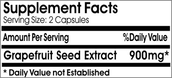 Frasco suplementos extracto toronja 900mg 100 cápsulas