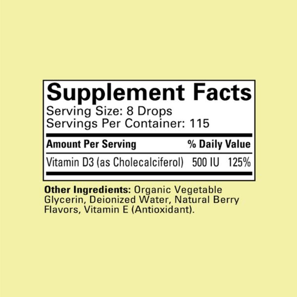 Etiquetas frasco gotas vitamina D3 ChildLife Essentials